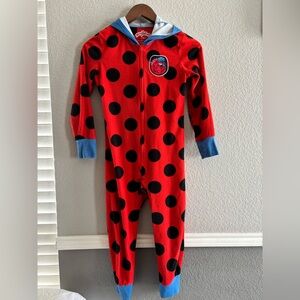 Miraculous Ladybug Kids Pajamas One Piece Hooded – Size Medium (7/8)